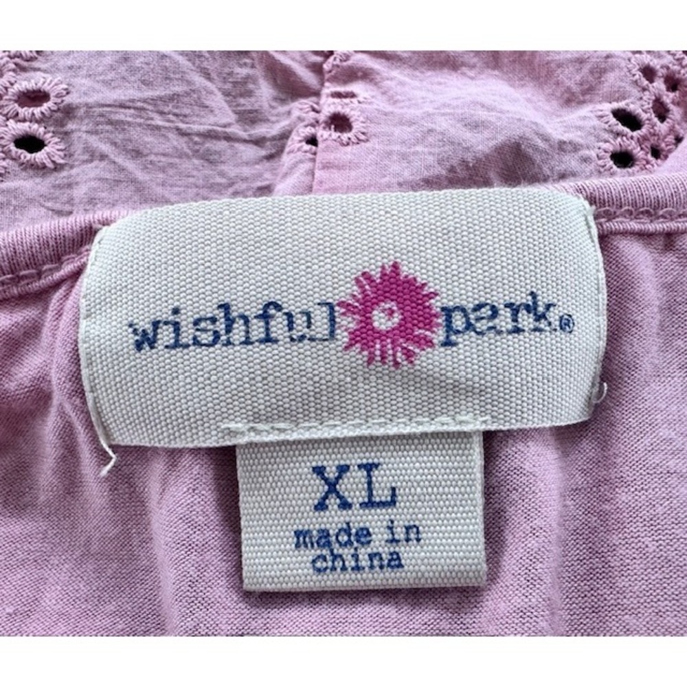 Wishful Park Womens XL Pink Eyelet Lace Ruffle Romper Cold Shoulder Boho Summer - Picture 2 of 4